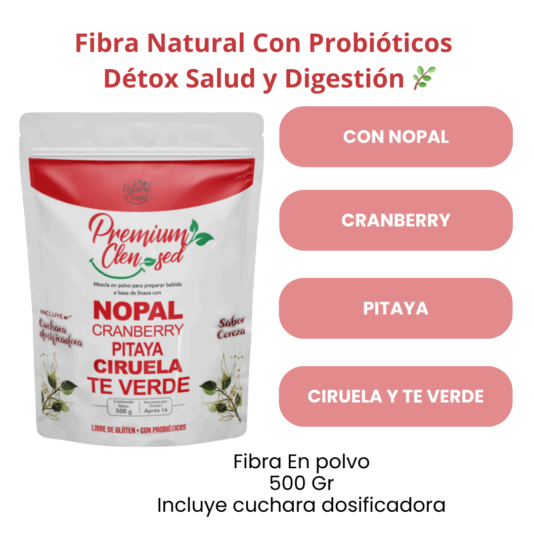 Fibra Dietaria Premium Clean-Sed Nopal + Cranberry 500g