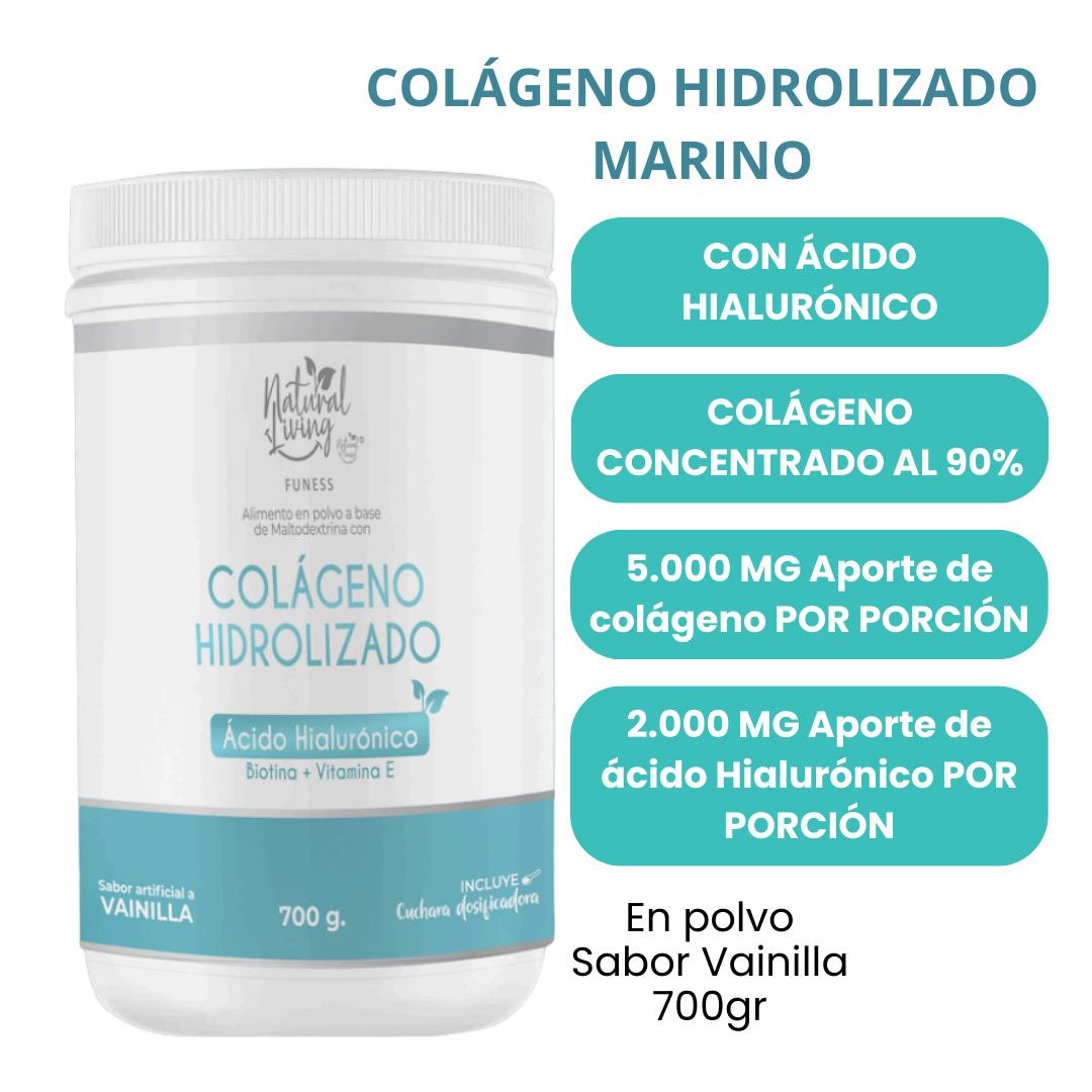 Colageno marino y bovino hidrolizado con elastina y acido hialuronico