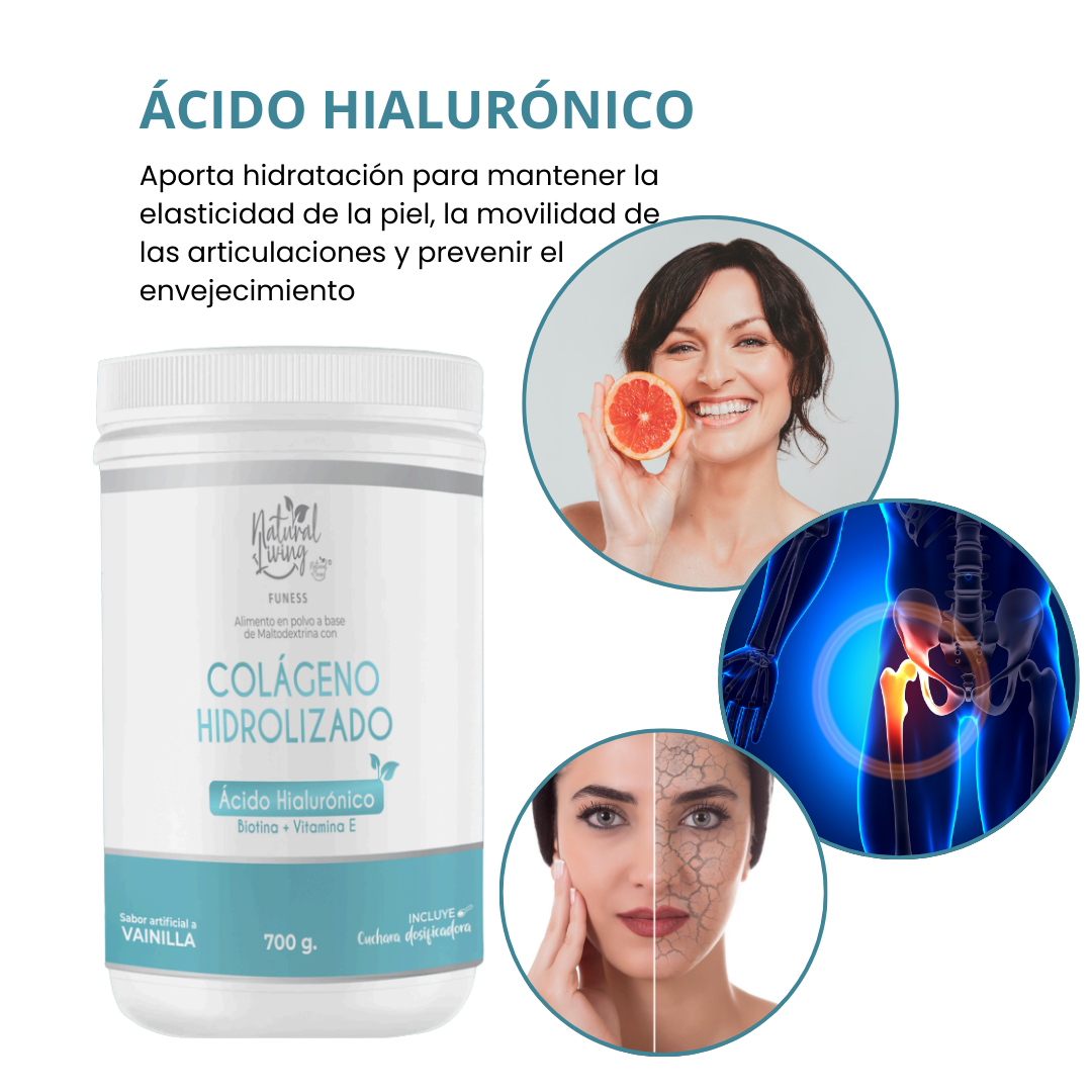 Colageno marino y bovino hidrolizado con elastina y acido hialuronico