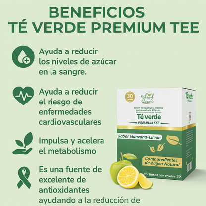 Té Verde Premium Vitamina C Manzana Limón x30 Sobres