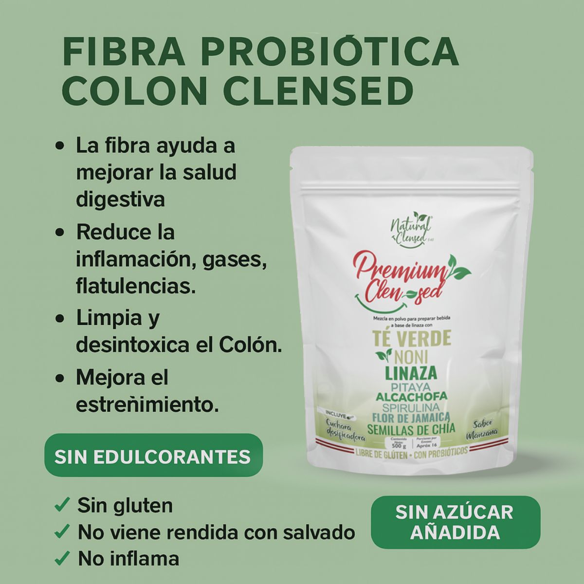 Té Green Fibra — Digestión Ligera & Probióticos (500g) 2