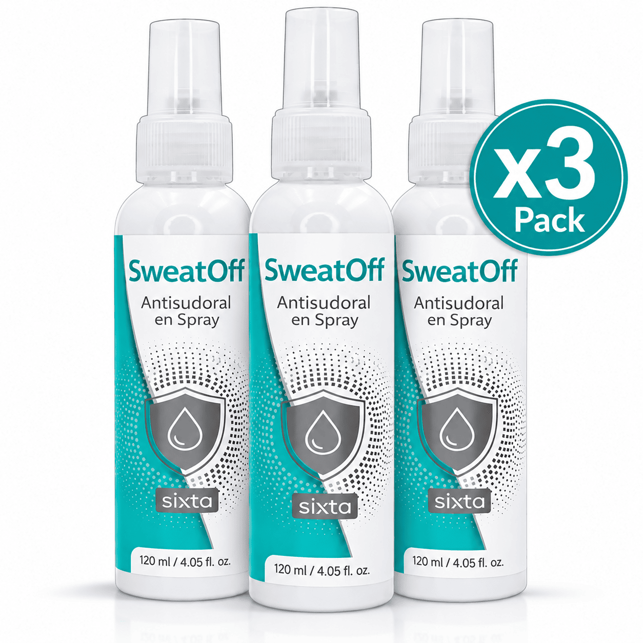 Antisudoral SweatOff Paga 2 Lleva 3 – Pack 3 frascos de 120 ml